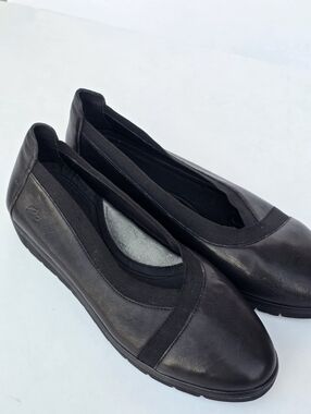 Nurture Lamaze Black Leather Comfort Wedge Flats – Women’s Round Toe 8.5